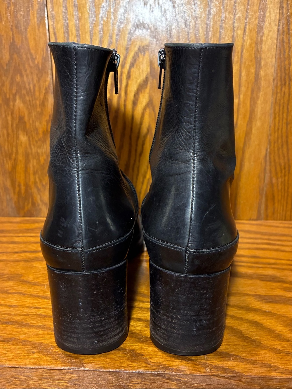 Y2K VTG Via Spiga ITALY MADE Square Toe Ankle Boots Black Leather Size 9 Narrow - Picture 4 of 15